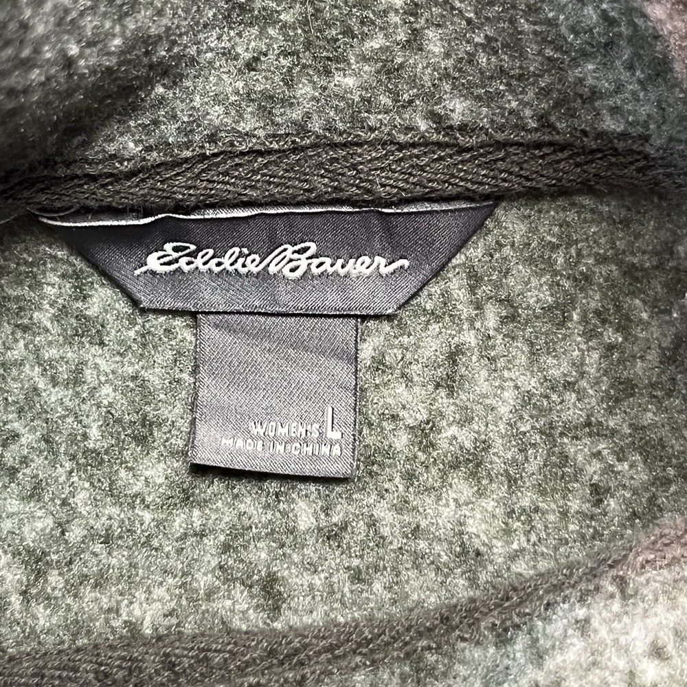 Eddie Bauer Pullover Womens Side Snap Mock Neck Sage Green Size Large EUC - Picture 3 of 8